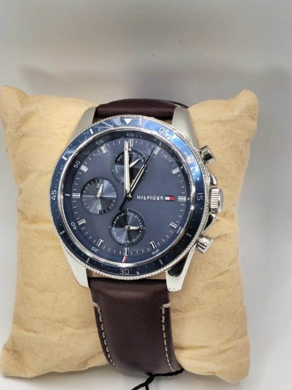 Tommy Hilfiger Damon TH433 Men's Blue Brown Leather Watch 46mm